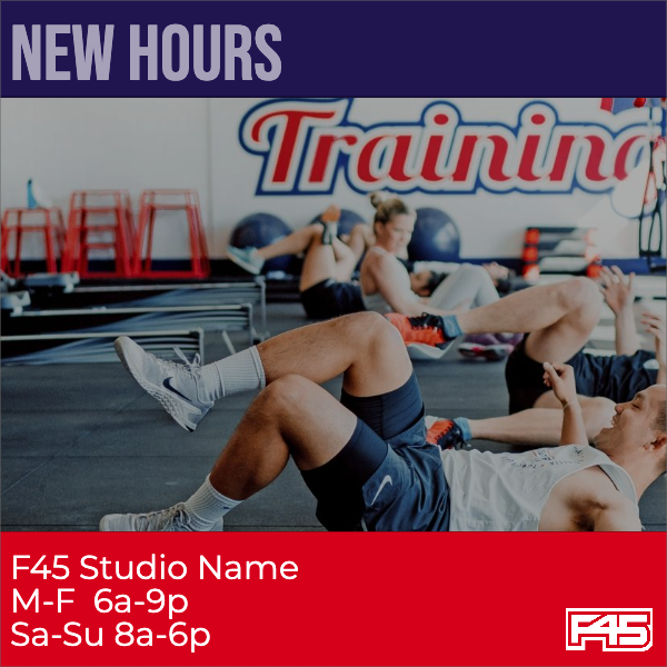 F45 Hours social media template for marketing